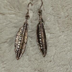 Rose Gold Feather Design Earrings